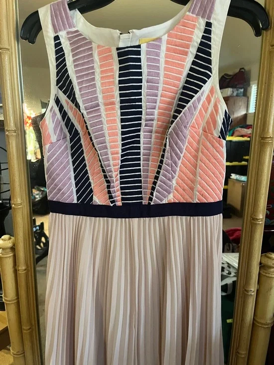 Maeve Multicolor Pleated Maxi Dress with Colorblock Bodice - Picture 4 of 5